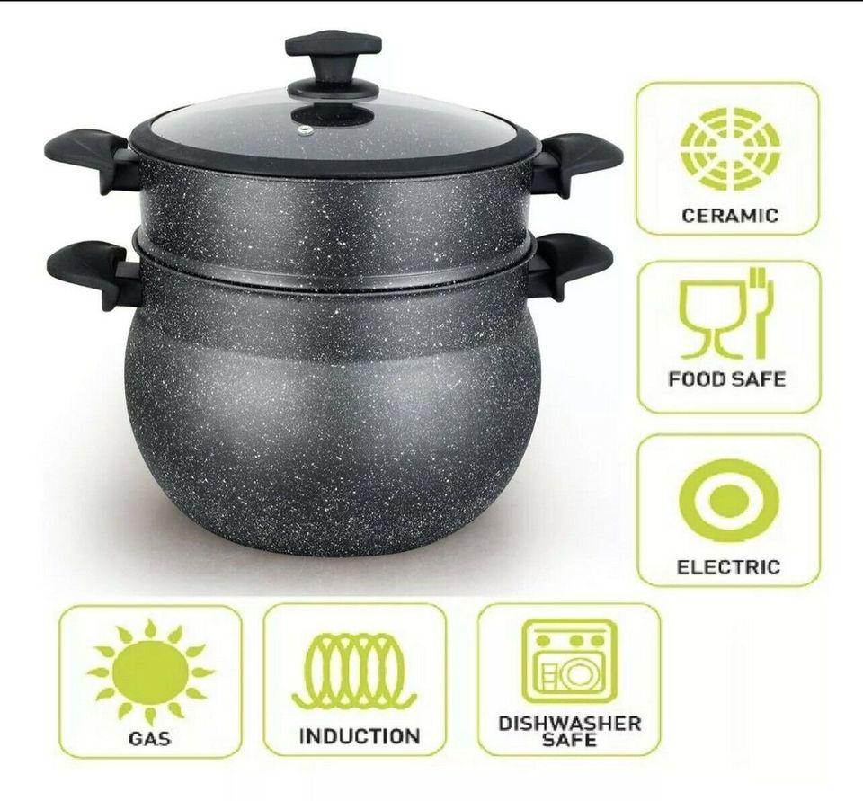 Couscous Topf Couscoussiere Kuskus Dampfgarer 12L Induktion