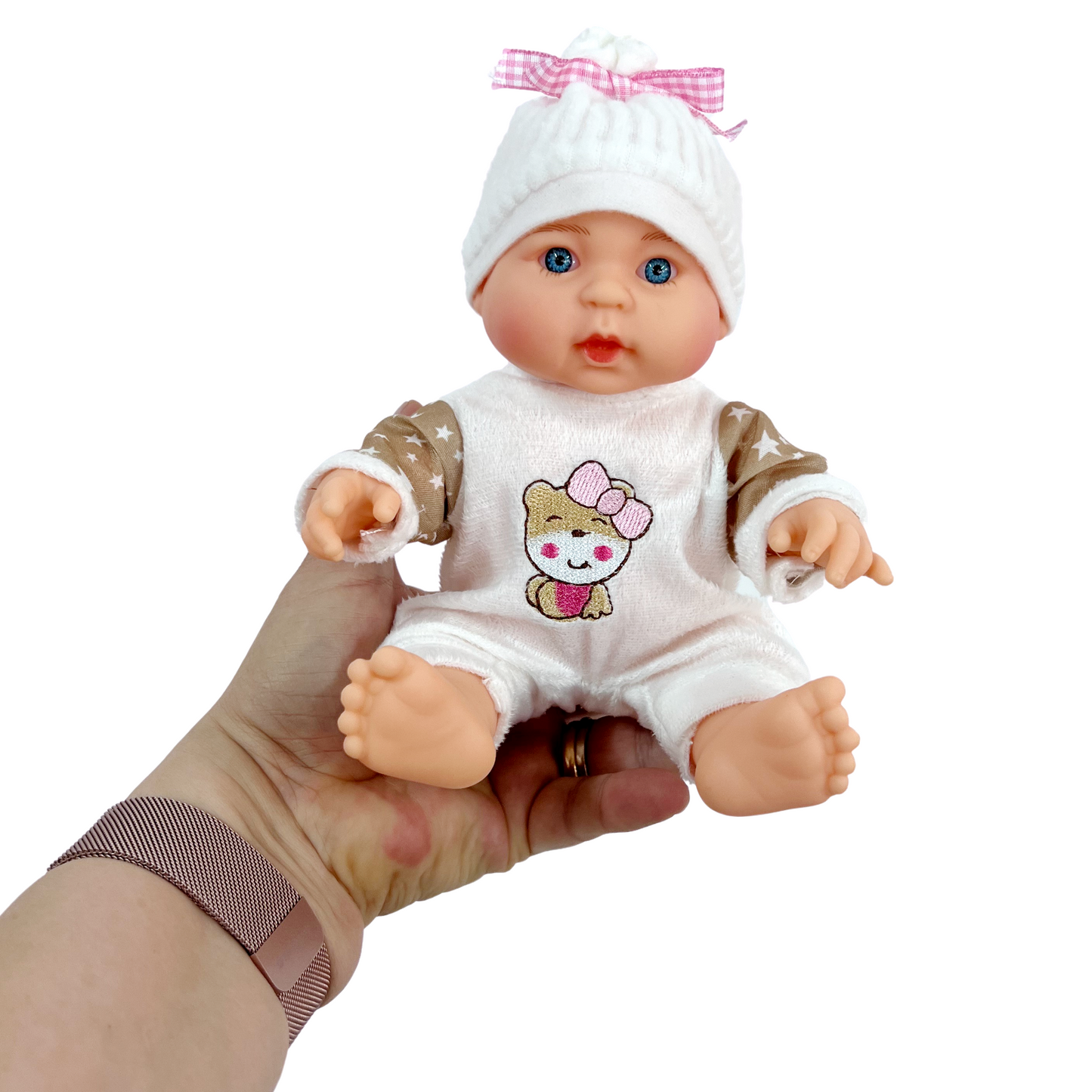Baby Beau Puppe Newborn 23cm Männlich Ich Decke IN Vinyl Mit Hut E Strampler