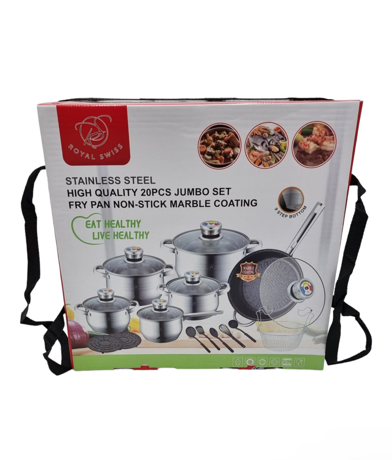 KOCHGESCHIRR SET JUMBO AUS EDELSTAHL | 20-TLG