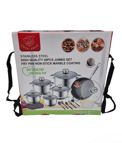 KOCHGESCHIRR SET JUMBO AUS EDELSTAHL | 20-TLG