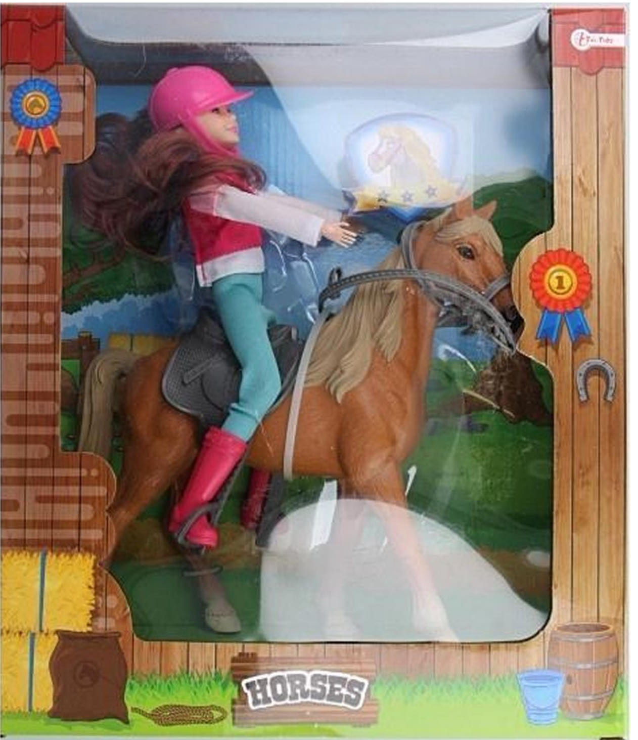 Toi Toys Horses Teen Puppe klein auf Pferd
