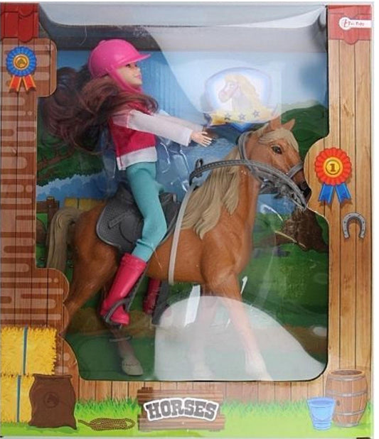 Toi Toys Horses Teen Puppe klein auf Pferd