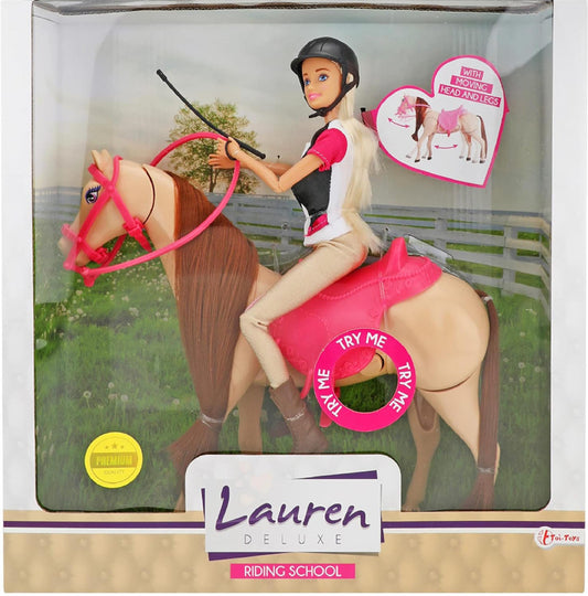 ARTICULOS CREADOS MANUAL -Lauren Teenage Doll on Movable Horse Puppen und Zubehör, Mehrfarbig 04114A