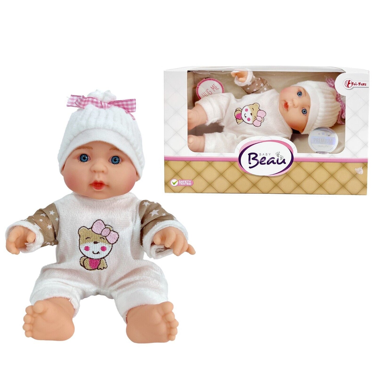 Baby Beau Puppe Newborn 23cm Männlich Ich Decke IN Vinyl Mit Hut E Strampler
